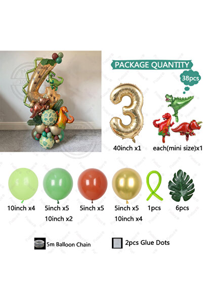 Choice As The Picture NO.3 38Pcs Years Dinosaur Birthday Party Dino Balloons ...