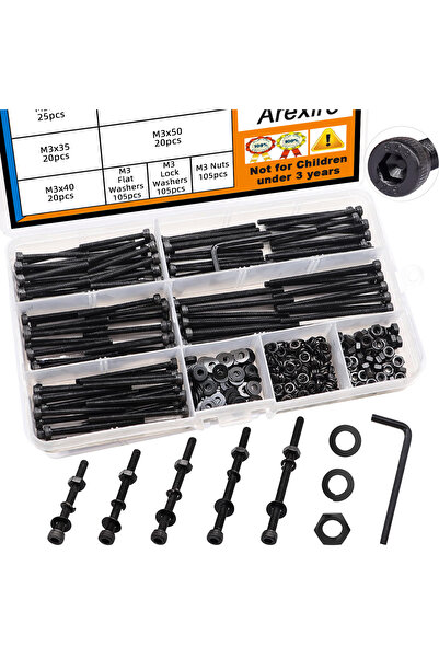 Choice 420pcs 420PCS Black M3 Hex Allen Socket Screws, M3 x 30/35/40/45/50mm ...
