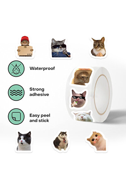 Choice ٥٠٠ قطعة/لفة ملصقات جرافيتي لطيفة على شكل قطة، مناسبة للدراجات، واليد،...