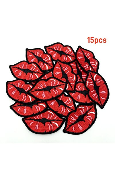 Choice CT-2278-15PCS، 15 قطعة من رقع مطرزة على شكل شفاه حمراء قابلة للكي، منا...