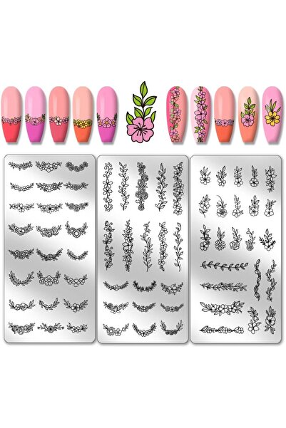 Choice AECH011-02634 طقم ختم أظافر بثلاث قطع على شكل زهور، 66 نقشة، لوحة ختم ...