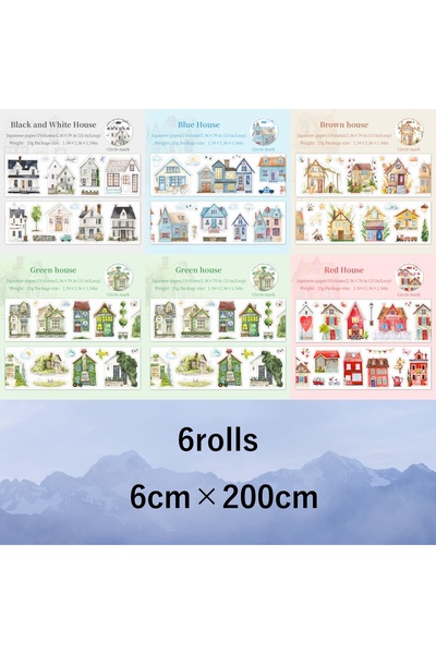 Choice 6 لفات من شريط واشي مقطوع مسبقًا بتصميم مدينة خيالية، مقاس 6 سم × 200 ...