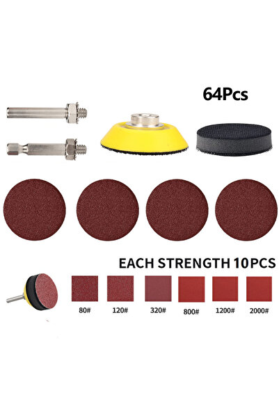 Choice قرص صنفرة دائري 50 مم، 64 قطعة، 124/64 قطعة، 2 بوصة، حبيبات من 80 إلى ...