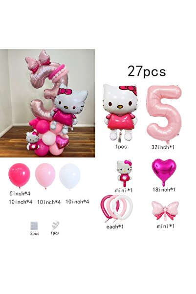 Miniso مجموعة بالونات هيلو كيتي رقم 25120201-5، بالونات فويل كرتونية لطيفة، ل...