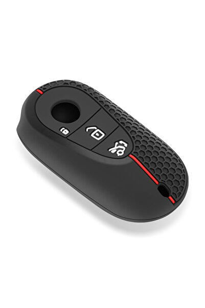 Choice غطاء مفتاح السيارة عن بعد من السيليكون الأحمر مع حلقة سلسلة لسيارات مر...