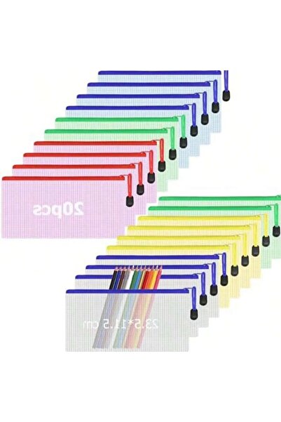 Choice A6 20pcs 20 Pcs A6 Waterproof Mesh Pen Pouches Zippered Travel Station...