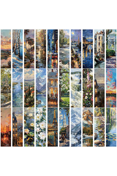 Choice 30pcs All 30pcs Oil Painting Landscape Bookmarks Reading Pages Book Ma...
