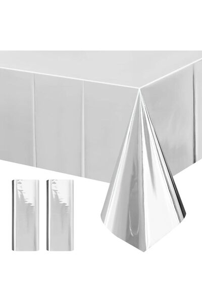 Choice قطعة واحدة من مفرش طاولة بلاستيكي فضي اللون، مقاس 137 × 183 سم، غطاء ط...