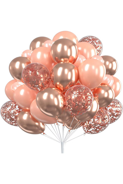 Choice مجموعة بالونات لاتكس معدنية لامعة مقاس 12 بوصة باللون الذهبي الوردي، 3...