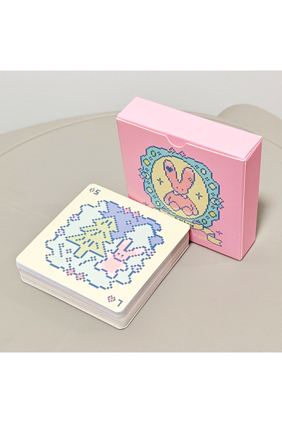 Choice مجموعة بطاقات لينورماند وردية اللون، مقاس 7x7 سم، بتصميم فن البكسل الل...