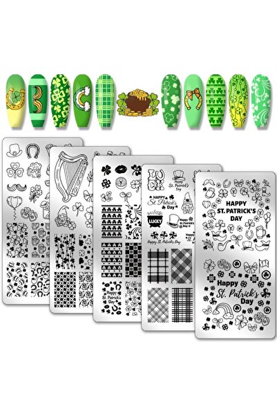 Choice AECH011-02690 مجموعة من 5 قطع من قوالب ختم الأظافر لعيد القديس باتريك،...
