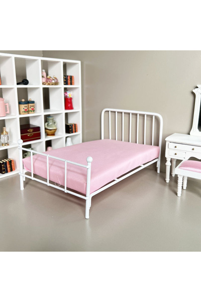 Choice سرير بيت الدمى المعدني الجديد الأبيض بمقياس 1:12، أثاث دمى صغير، إطار ...