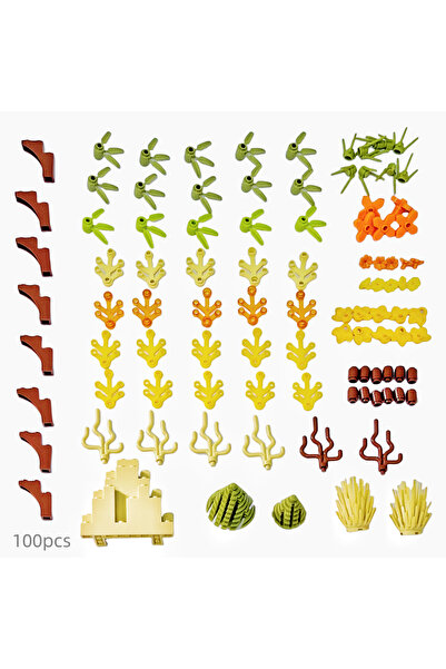 Choice F0108 ١٠٠ قطعة من مكعبات بناء نباتات الخريف، ألعاب تركيبية، أشجار صنوب...