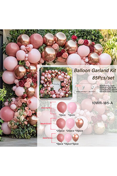 Choice طقم قوس بالونات عتيق باللون الوردي والذهبي مكون من 85 قطعة (10WR-185-A...