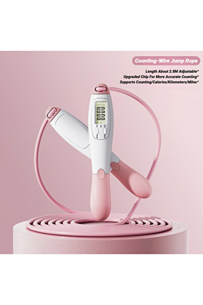 Choice حبل قفز وردي (للعد) من الفولاذ، قابل للتعديل، للتمارين الرياضية المنزلية