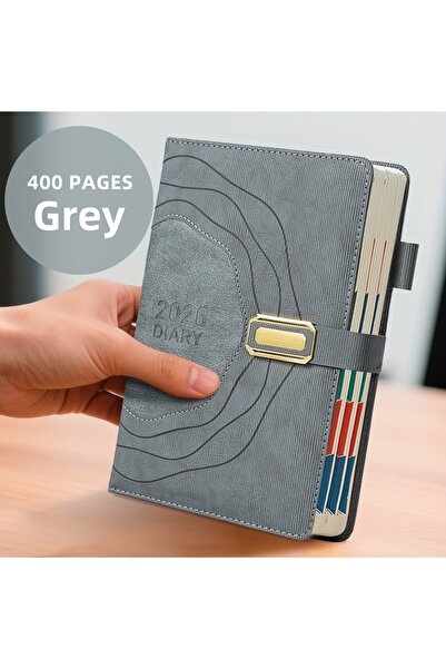 Choice A5 grey 1pcs PU English 2026 Daily Planner 365 Days One Page Per Day N...