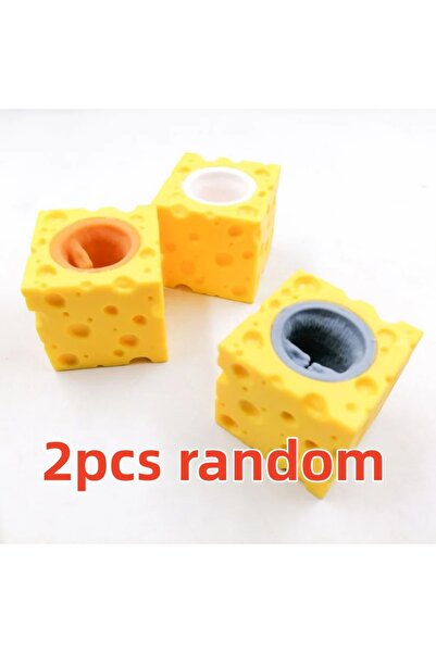Choice قطعتان عشوائيتان من لعبة فأر مضحك قابل للضغط على شكل مكعب جبن، لعبة مض...