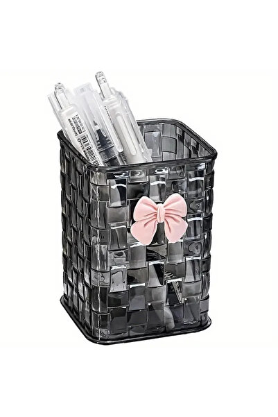 Choice grey Durable Clear Acrylic Desk Organizer with Bow Accent PMMA Pen Hol...