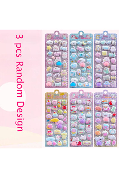 Choice1 3 قطع من ملصقات حيوانات كرتونية لطيفة بتصميم عشوائي، مصنوعة من مادة ا...