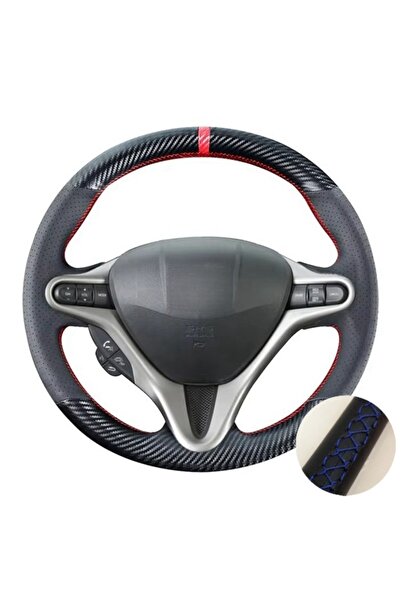Choice غطاء عجلة قيادة من ألياف الكربون بخيوط زرقاء لهوندا سيفيك 8 موديلات 20...