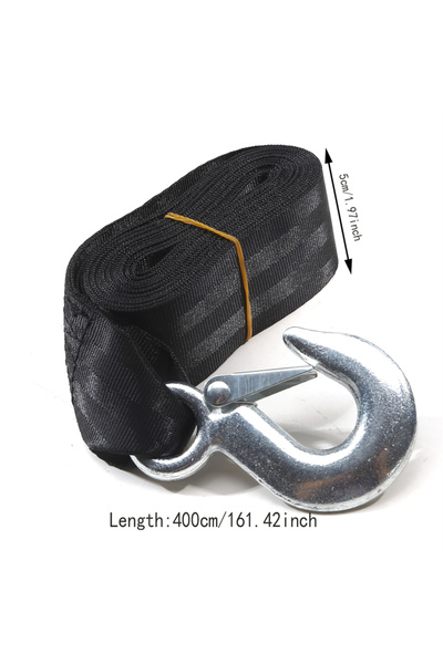 Choice 4m black Trailer Winch Strap With Hook Heavy Duty Strap Replacement Ou...