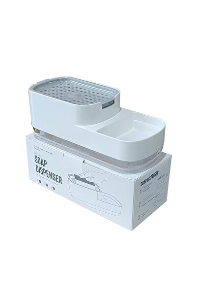 Choice موزع صابون سائل للمطبخ أبيض اللون بدون إسفنجة، 3 في 1، مزود بمضخة وحام...