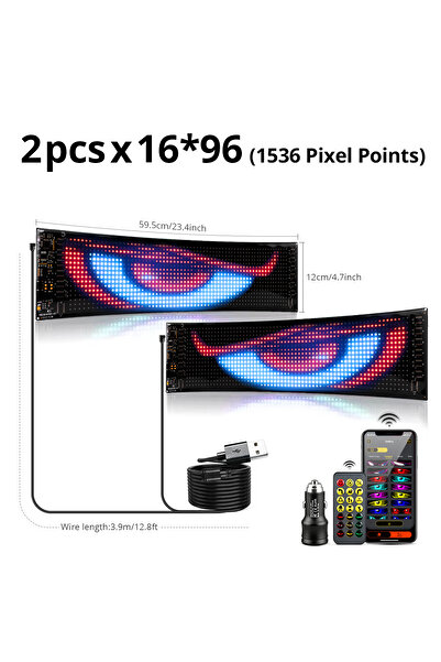 Choice 2PCS 16 x 96 LEDs 2PCS Car Truck Programmable RGB LED Sign Matrix Pixe...