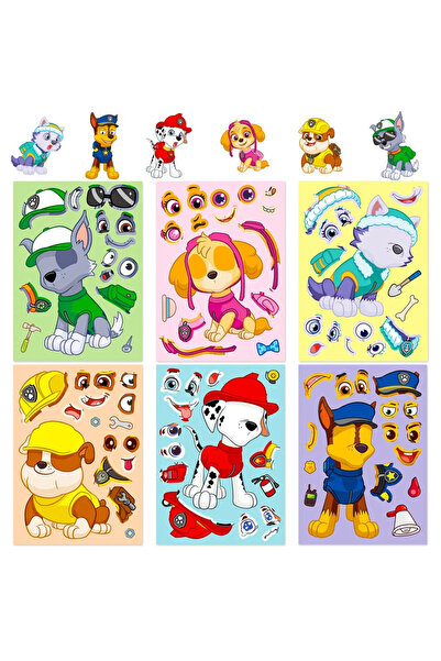 Choice باو باترول 6، 6/12 ورقة، أحجية باو باترول، ملصقات أنمي، تشيس، اصنع وجه...