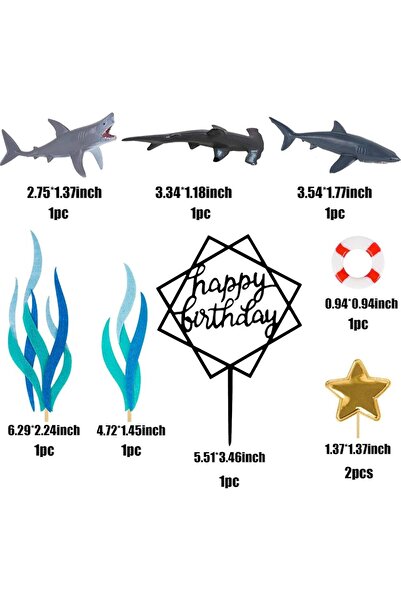 Choice 9pcs 9 Pack Shark Cake Topper Shark Figurines Decoration for Kids Baby...
