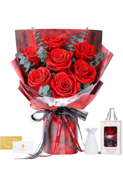 Generic Preserved Flowers Bouquet 7 Roses - Red
