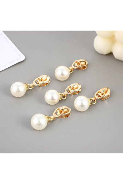 Choice 5# 5pcs 1 set Golden Decorative Pearl Zipper Slider Heads Puller for B...