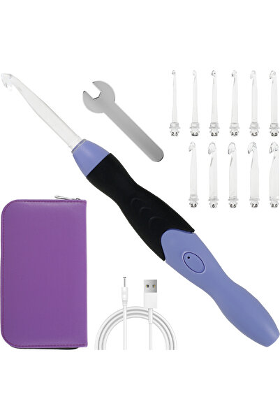 Choice Purple Light Up Crochet Hook Set 11 Sizes Lighted Crochet Hooks with C...