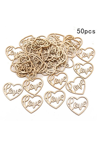 Choice 50pcs 50pcs Heart Wooden Ornament Heart Slices Embellishments Love Sha...