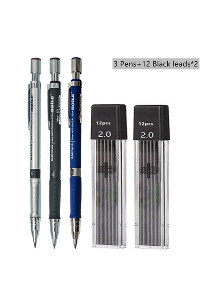 Choice مجموعة أقلام رصاص سوداء B، 2.0 مم، مجموعة أقلام رصاص ميكانيكية أوتومات...