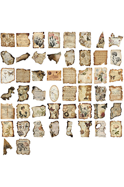 Choice 50 قطعة من ملصقات النصوص المحروقة ذات الطابع القديم - ملصقات PVC مقاوم...