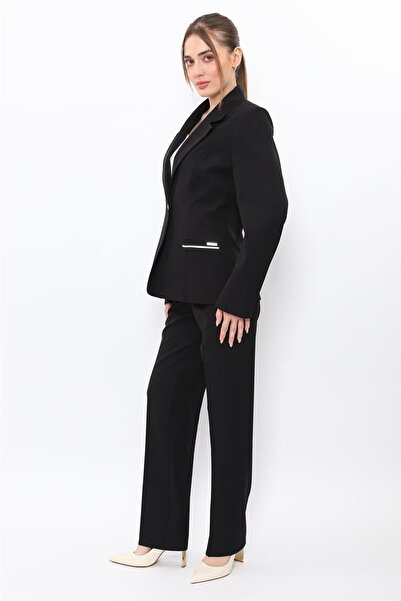 ÖNDER ÖZSOY Garnili Single Button Classic Jacket & Pocketed Pipe-Leg Trousers...