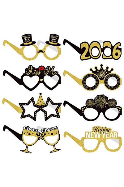 Choice ٨ قطع من أكواب ورقية بتصميم رأس السنة الجديدة ٢٠٢٦، بأشكال أرقام وحروف...