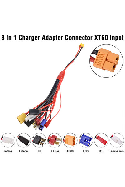 Choice موصل XT60 8 في 1 بقطر 4.0 مم، محول شحن من XT60 إلى EC3 وTRX وJST وغيرها