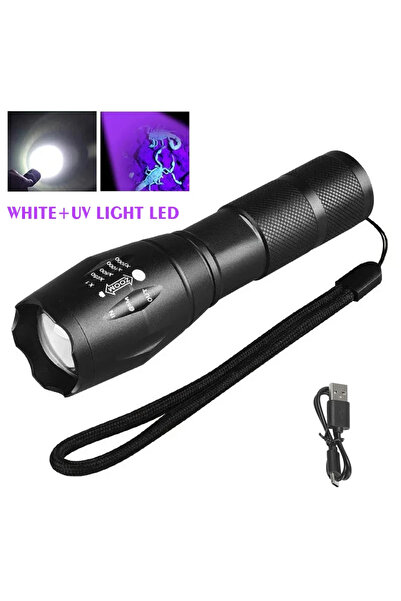 Choice مصباح يدوي ZOOM S521-A LED UV قابل لإعادة الشحن بتردد 395 نانومتر، مزو...