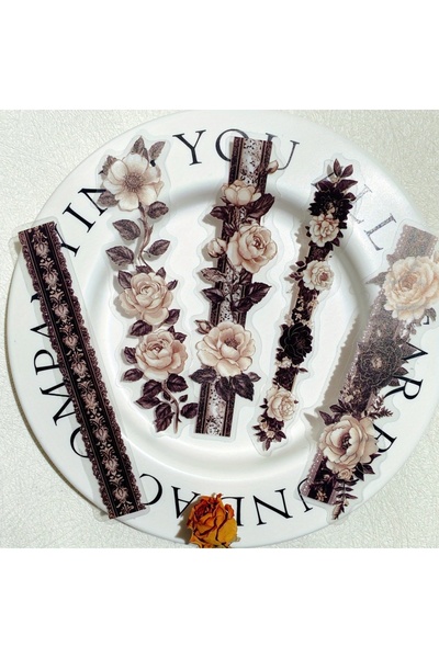 Choice5 C Journamm 15 قطعة ملصقات شريط دانتيل زهور PET DIY Hand Account Colag...