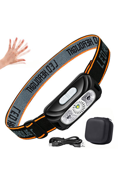 choice2 مصباح رأس أسود مع حقيبة، ضوء قوي، مصباح رأس LED محمول بمستشعر، مصباح ...