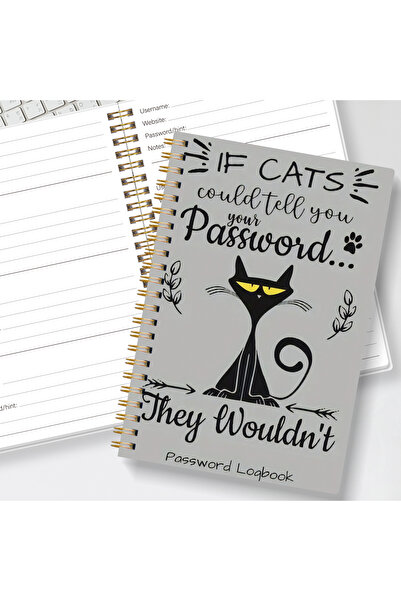 Choice دفتر كلمات مرور رمادي بحجم A5، منظم لتسجيل الدخول إلى حسابات الإنترنت ...