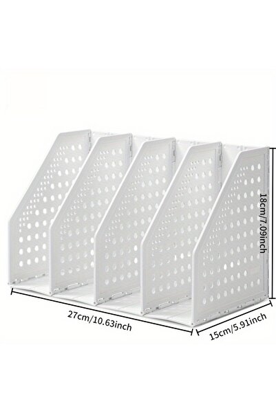 Choice White Heavy Duty Foldable Magazine File Organizer, 4 Vertical Compartm...