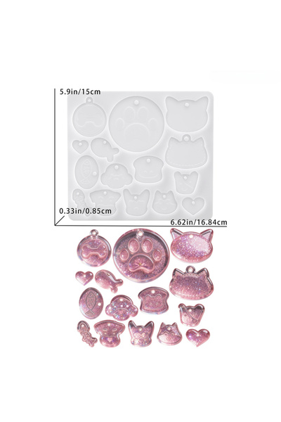 Choice 01 molds DIY pet tag pendant resin mold pendant decoration plaster sil...
