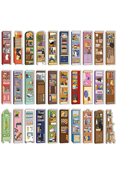 Choice 30PCS 30PCS Cartoon Cat Cabinet Bookmark Series Simple Handheld Art Cr...