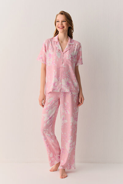 SUWEN Ashley Gömlek Yaka Pijama Takım
