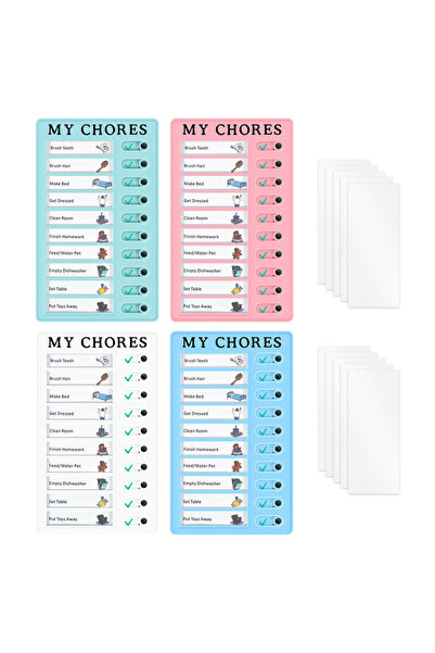 Choice ٤ قطع مع ١٠ أوراق، لوحة مهام قائمة التحقق، مخطط مهام روتينية منزلقة مع...