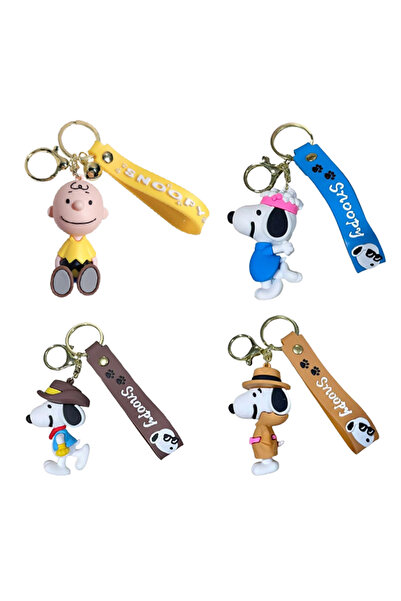 Miniso 4PCS Cartoon Snoopy Keychain Charlie Doll Pendant Girl Mood Couple Sma...