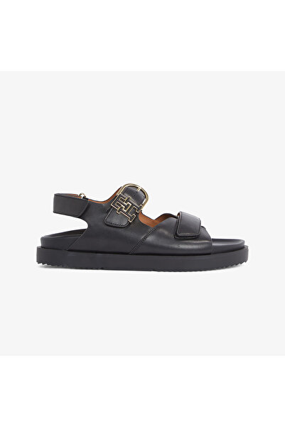 Tommy Hilfiger Leather Sporty Kadın Siyah Sandalet