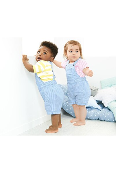 Tchibo Baby Girls Dungarees Overall, Blue and White